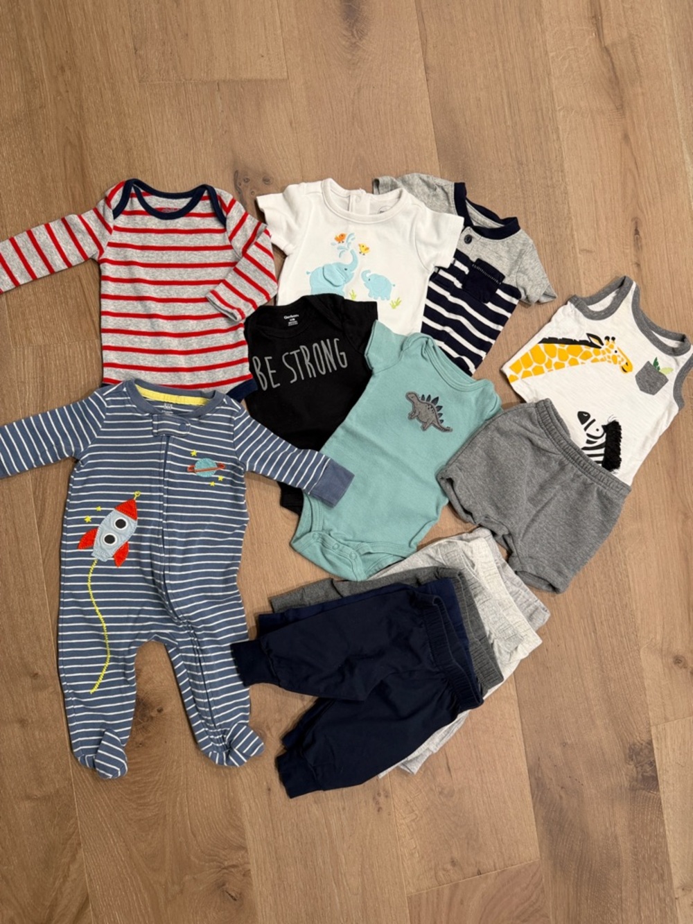 0-3 month Baby Boys Mixed One-Piece and Bodysuit Set in Blue, Gray, White